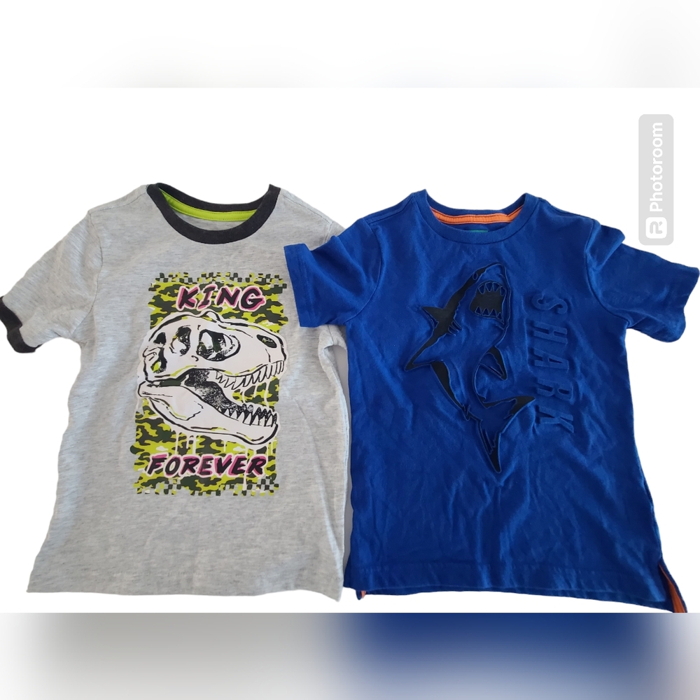 365 Kids By Garanimals Bundle Boys Short Sleeve T-shirts Dinosaur Shark Size 5